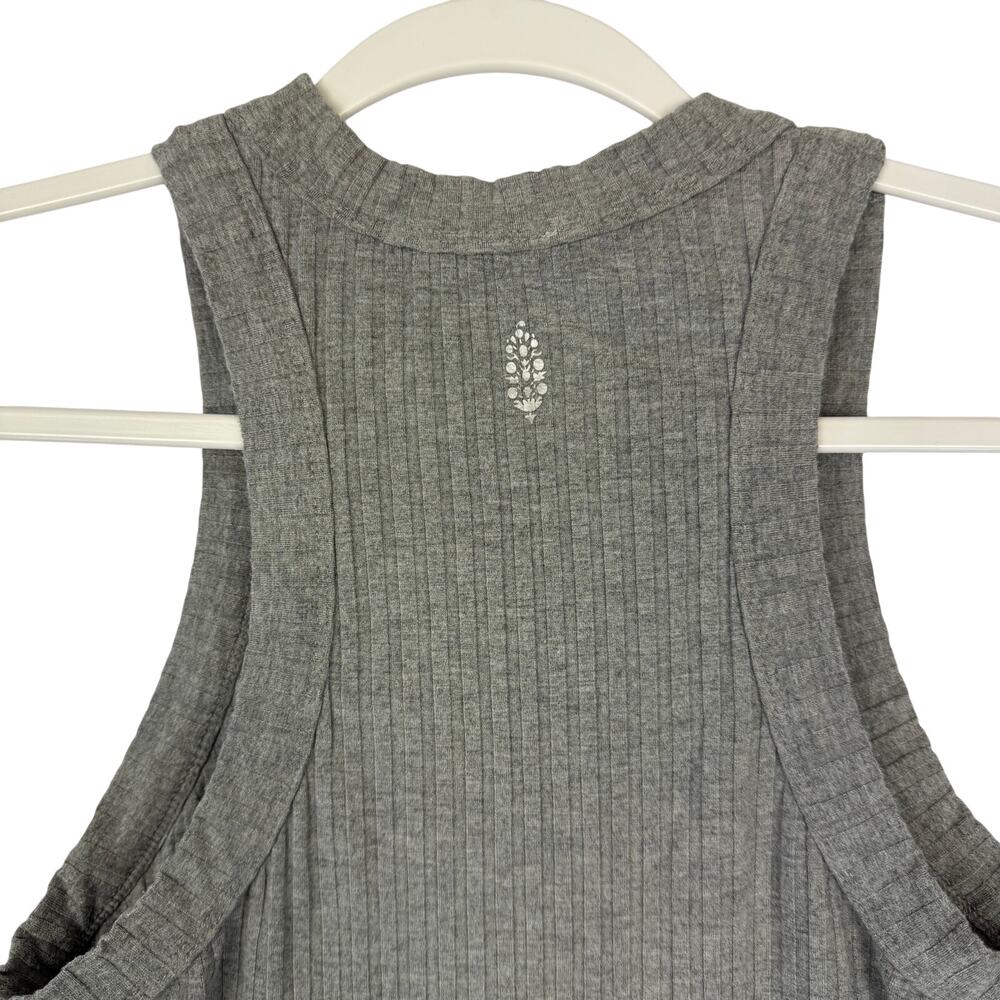 FP‎ Movement Ribbed High Neck Tank Top Women Size M Gray Activewear Athleisure - Picture 4 of 5